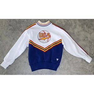 Vintage UCA Sweater Baseball Varsity Spirit Fashion Size 40 Red White Blue Yello